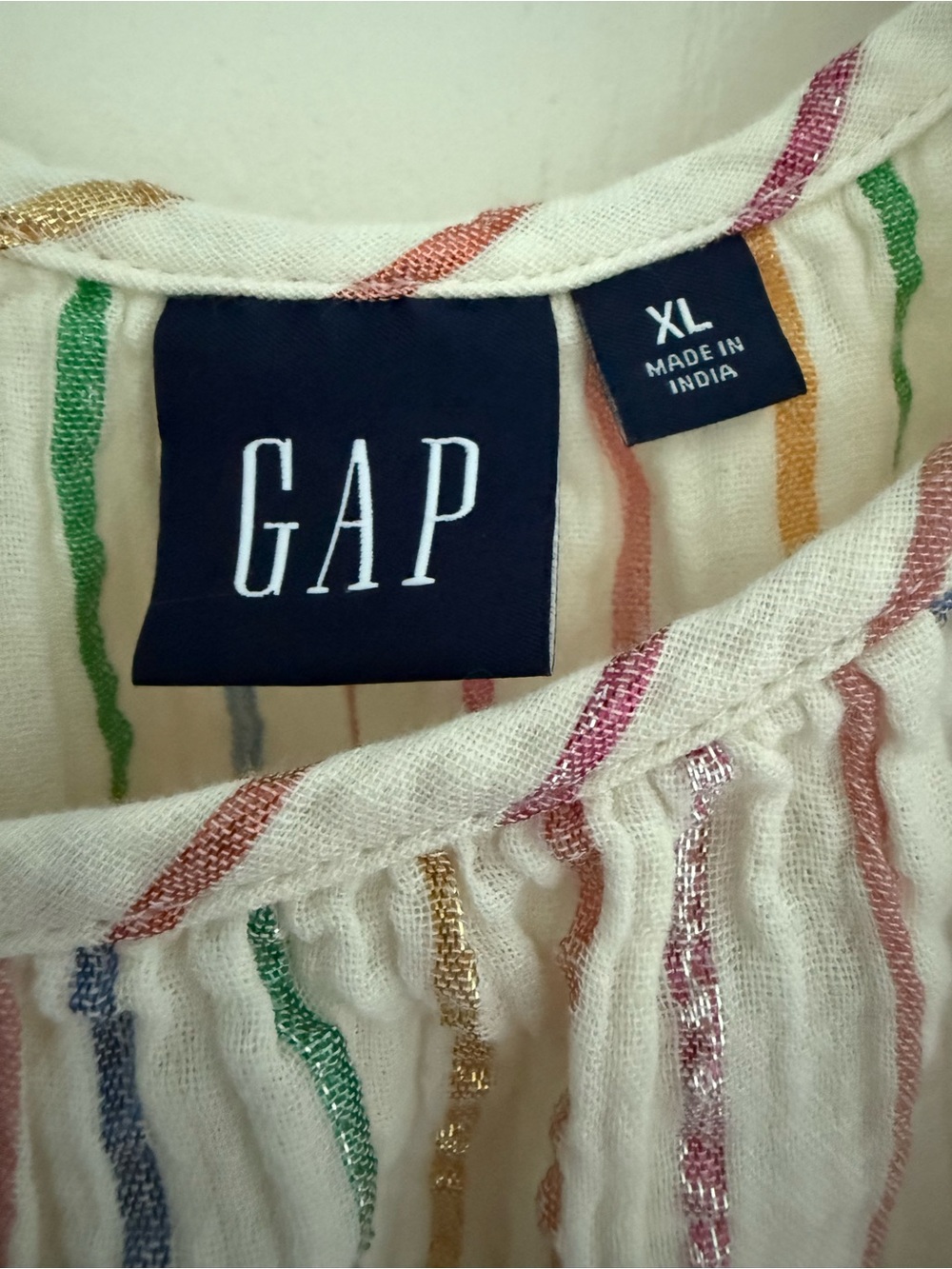 GAP Cream Mini Dress with Multi-Colored Stripes - Picture 3 of 3